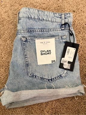 rag & bone Light Blue Dylan Rolled-Hem Jean Shorts